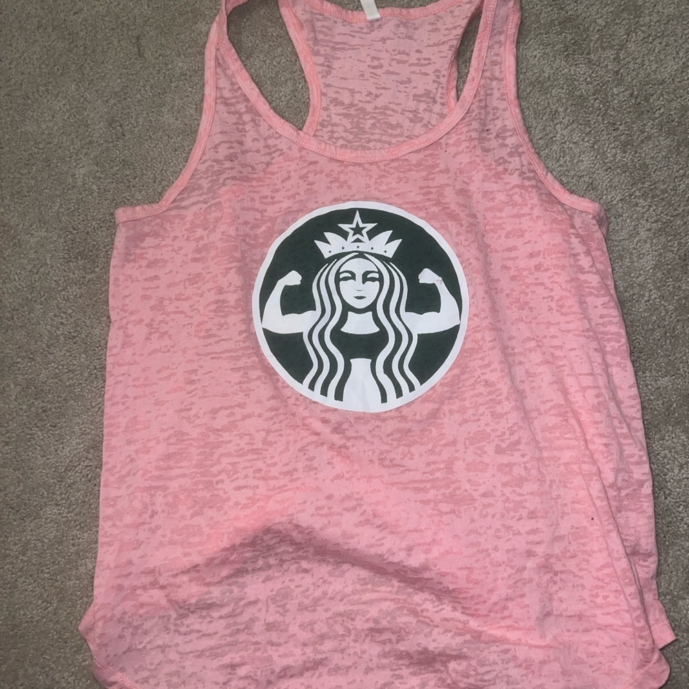 Starbucks Pink Racerback Tank Top